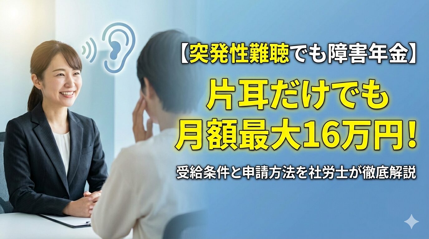 【突発性難聴でも障害年金】片耳だけでも月額最大16万円!受給条件と申請方法を社労士が徹底解説