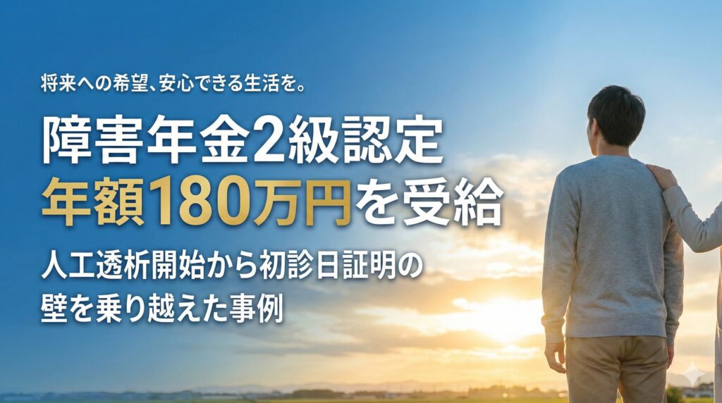 人工透析開始から障害年金2級認定まで｜初診日証明の壁を乗り越えて年額180万円を受給した事例