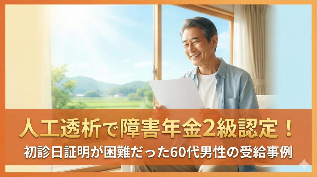 人工透析で障害年金2級認定！初診日証明が困難だった60代男性の受給事例