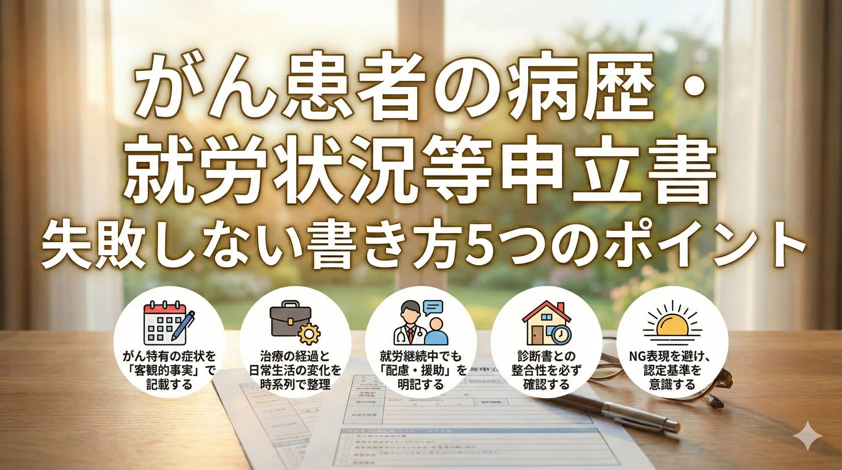 がん患者の病歴・就労状況等申立書｜失敗しない書き方5つのポイント