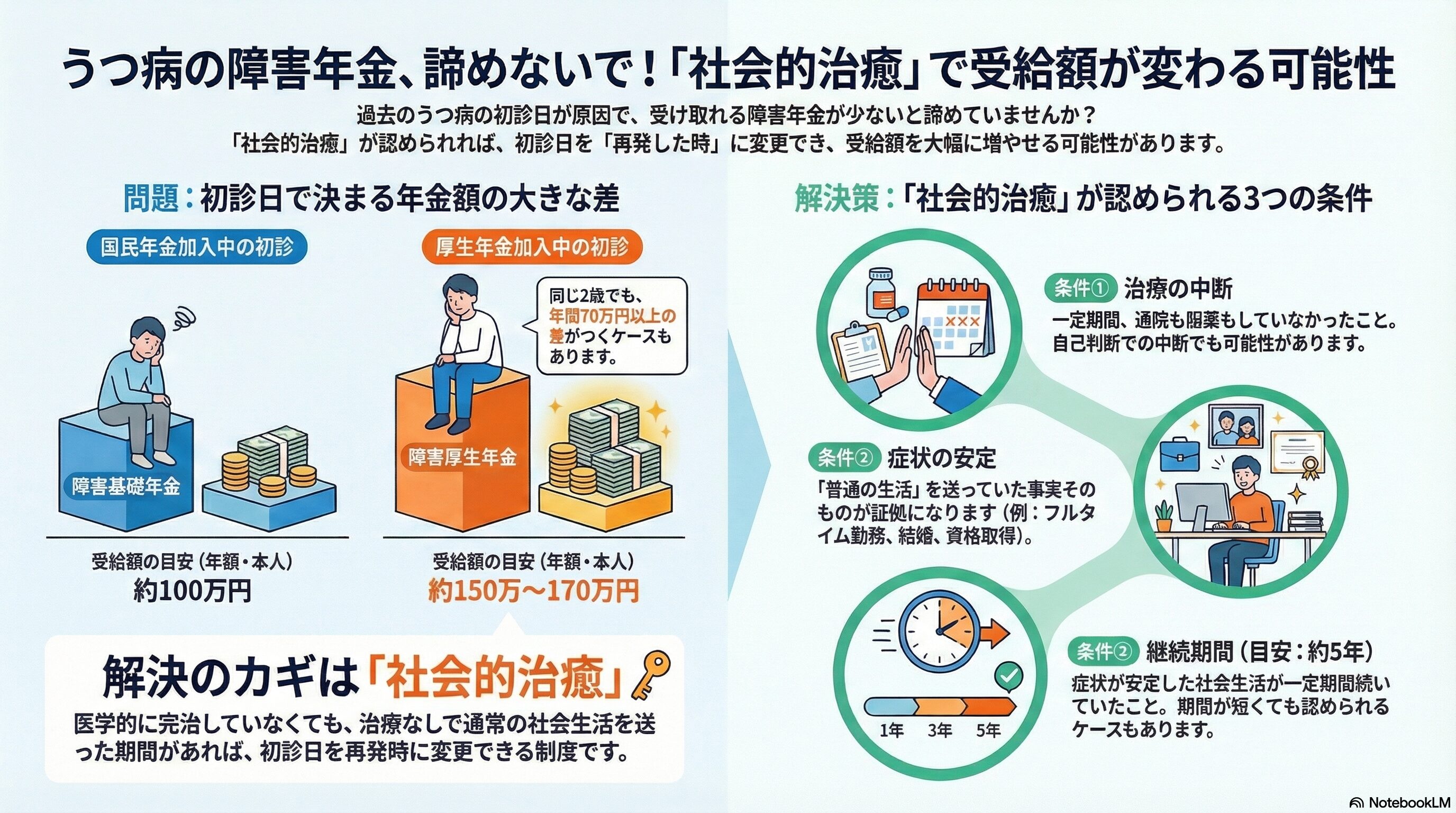 まとめ_うつ病の障害年金｜社会的治癒で初診日が変わる3つの条件と申請ポイント
