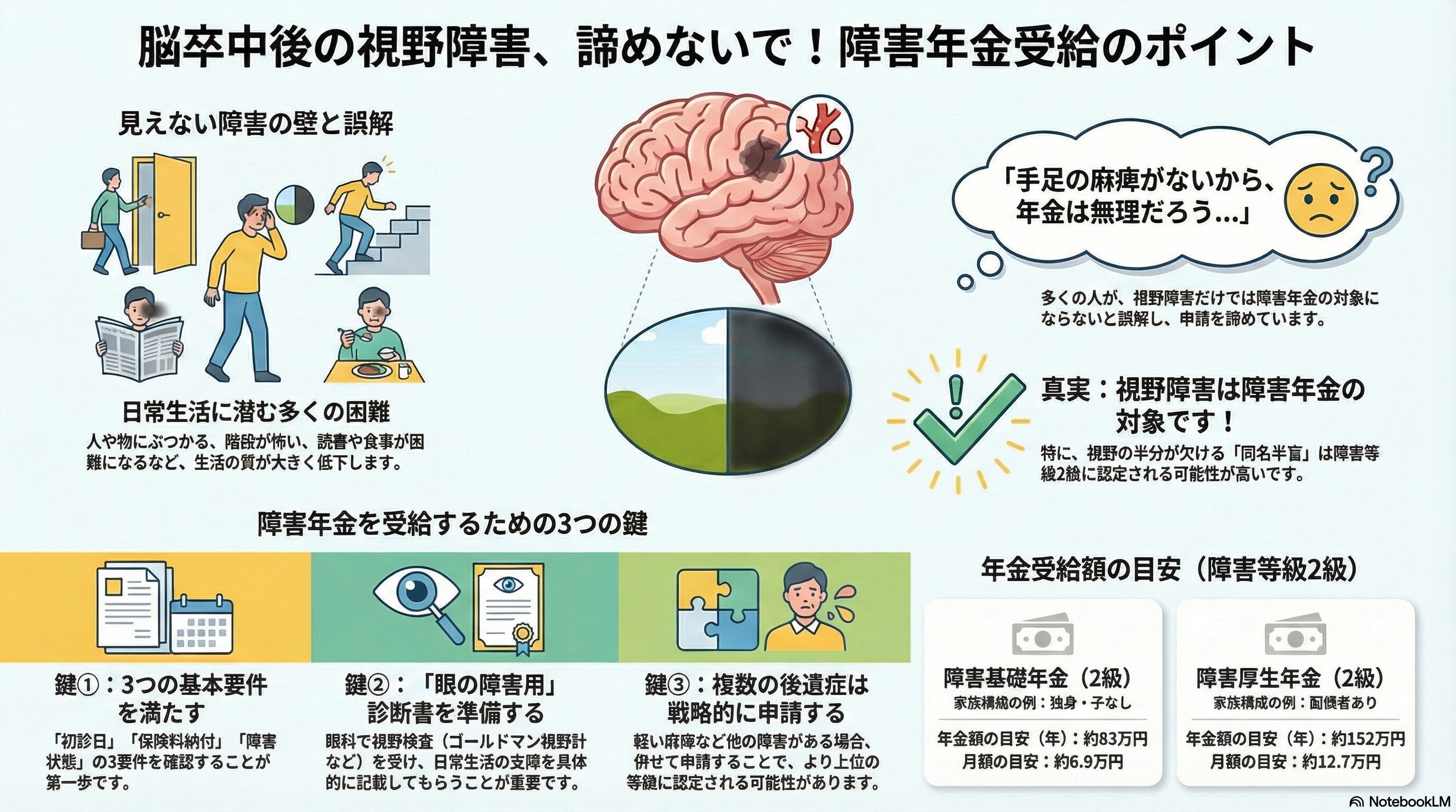 まとめ：脳梗塞・脳出血の視野障害｜諦めないで。障害年金受給のポイント