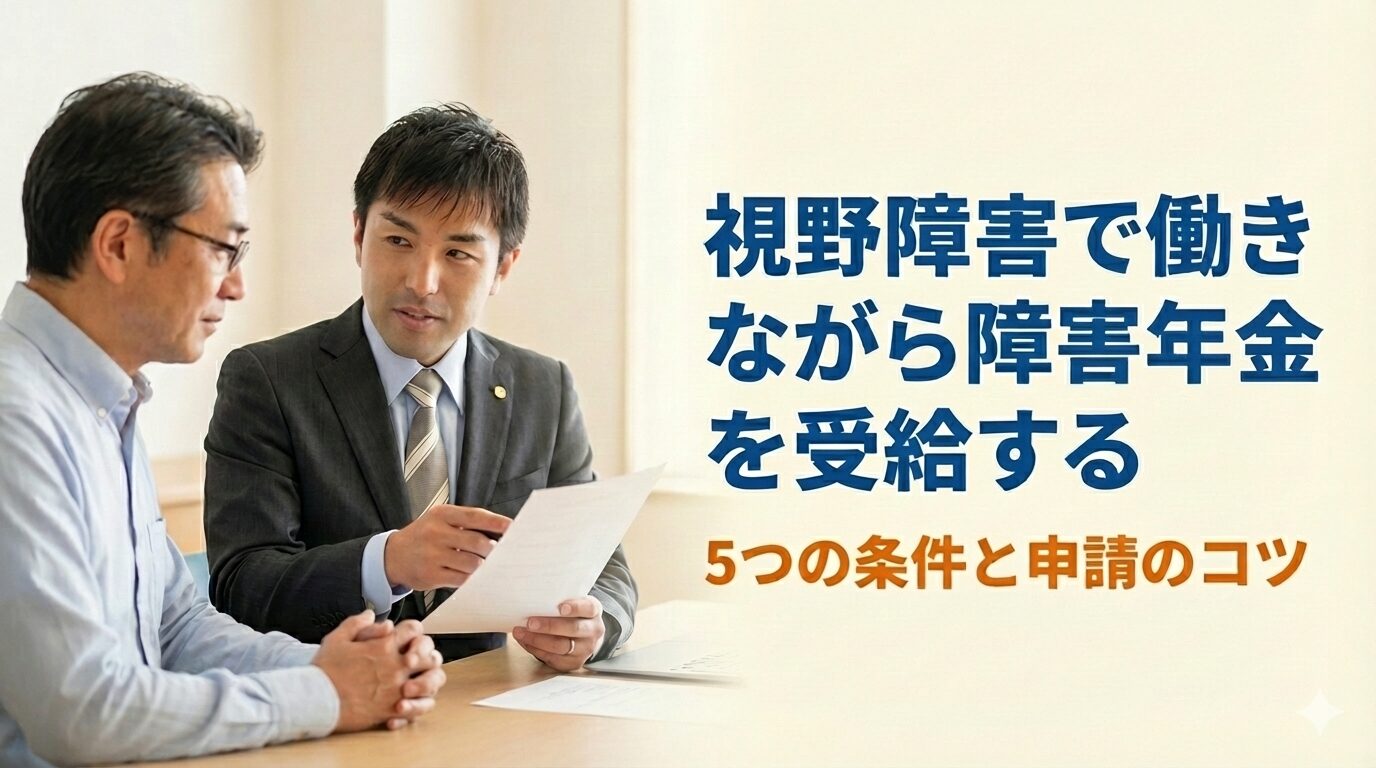 視野障害で働きながら障害年金を受給する5つの条件と申請のコツ