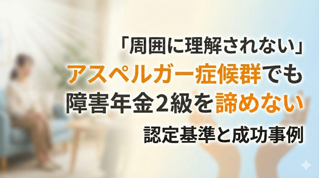「周囲に理解されない」アスペルガー症候群でも障害年金2級を諦めない|認定基準と成功事例