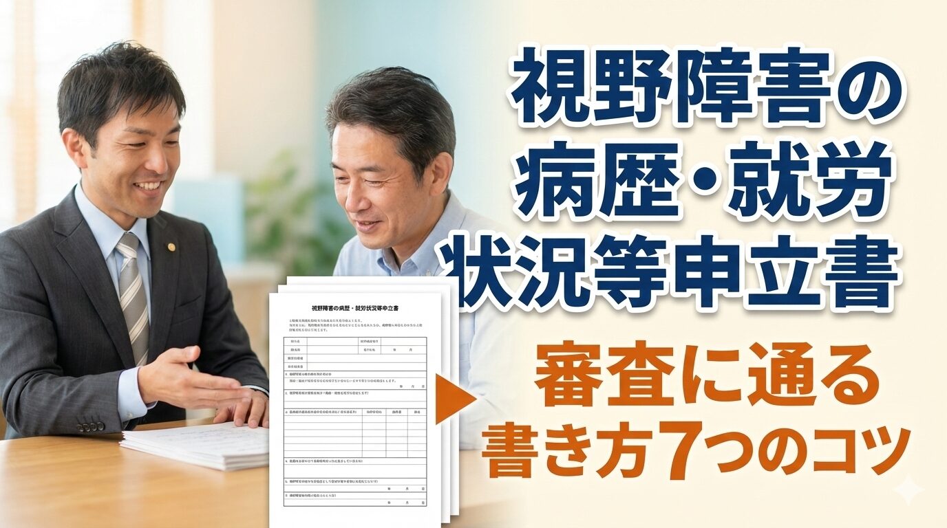 視野障害の病歴・就労状況等申立書｜審査に通る書き方7つのコツ