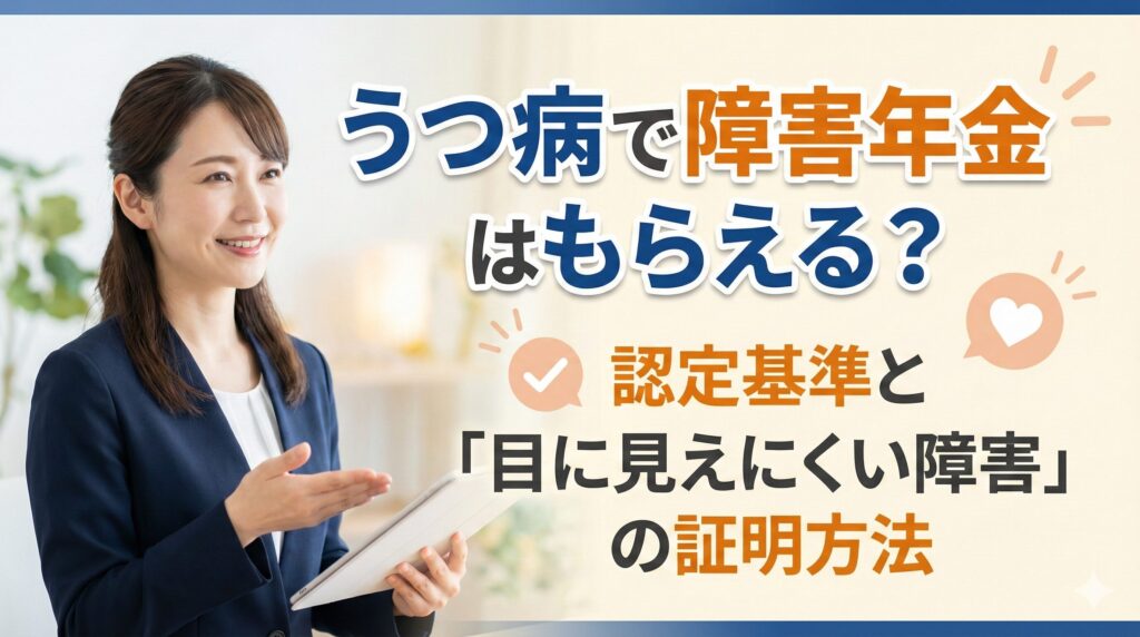 うつ病で障害年金はもらえる　認定基準と目に見えにくい障害の証明方法