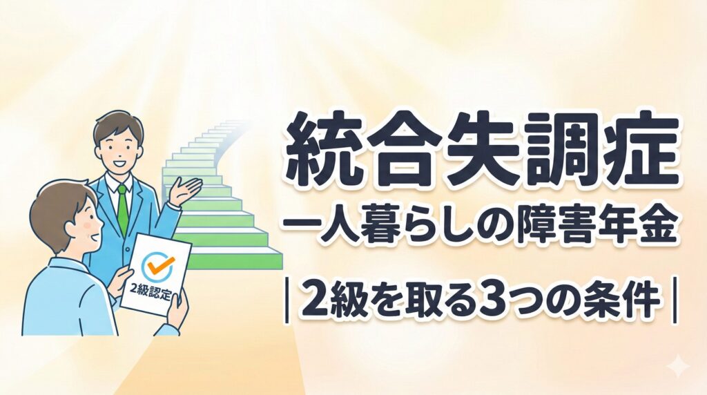 統合失調症 一人暮らし障害年金｜2級を取る3つの条件【神戸】