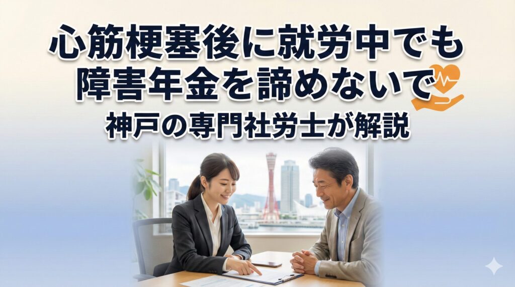 心筋梗塞後に就労中でも障害年金を諦めないで｜神戸の専門社労士が解説