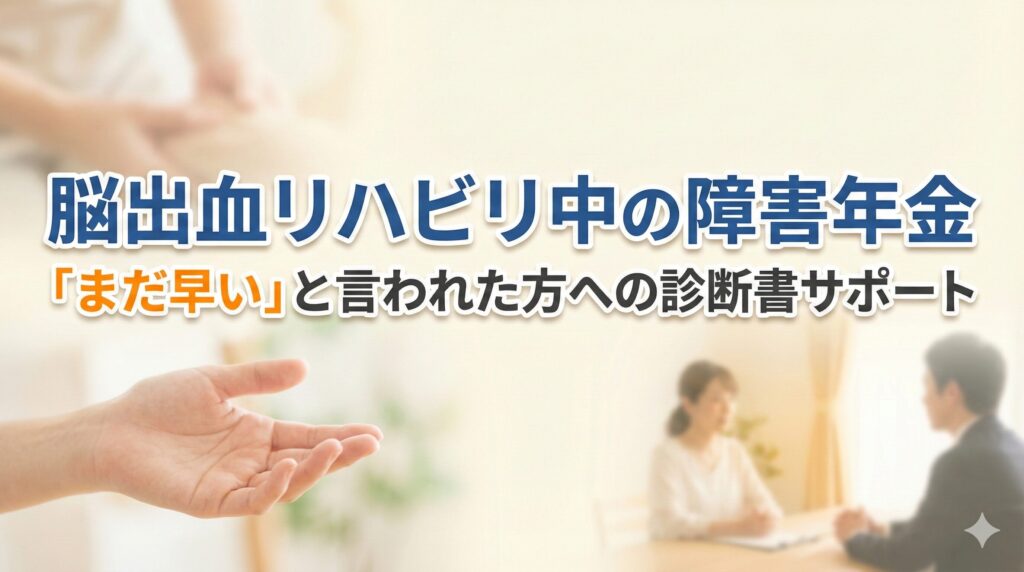 脳出血リハビリ中の障害年金「まだ早い」と言われた方への診断書サポート