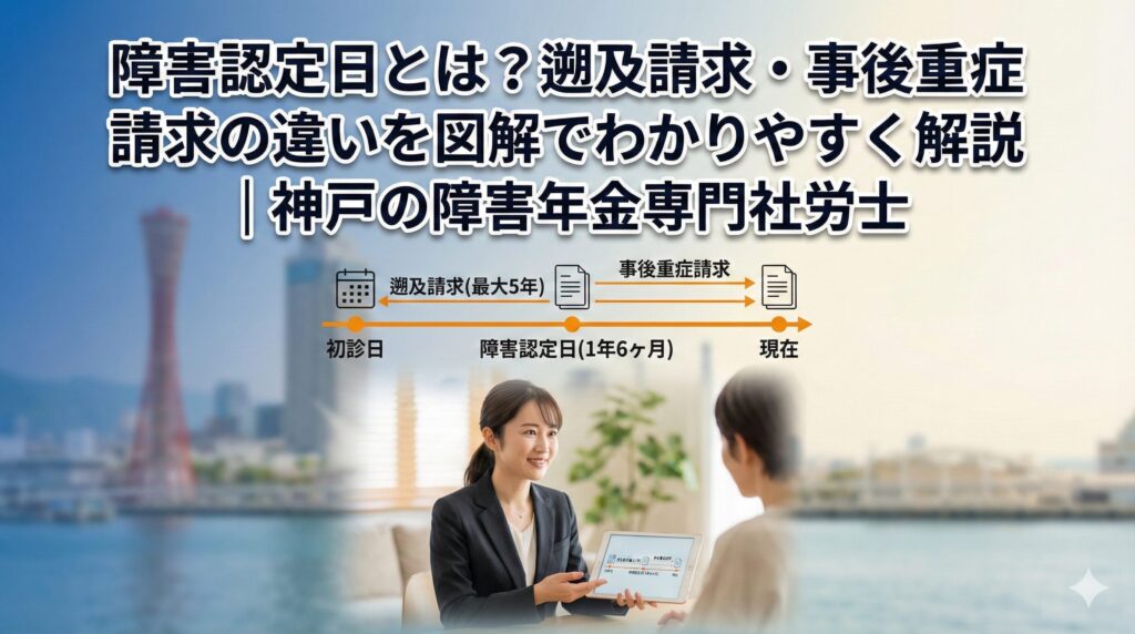 障害認定日とは？遡及請求・事後重症請求の違いを図解でわかりやすく解説｜神戸の障害年金専門社労士