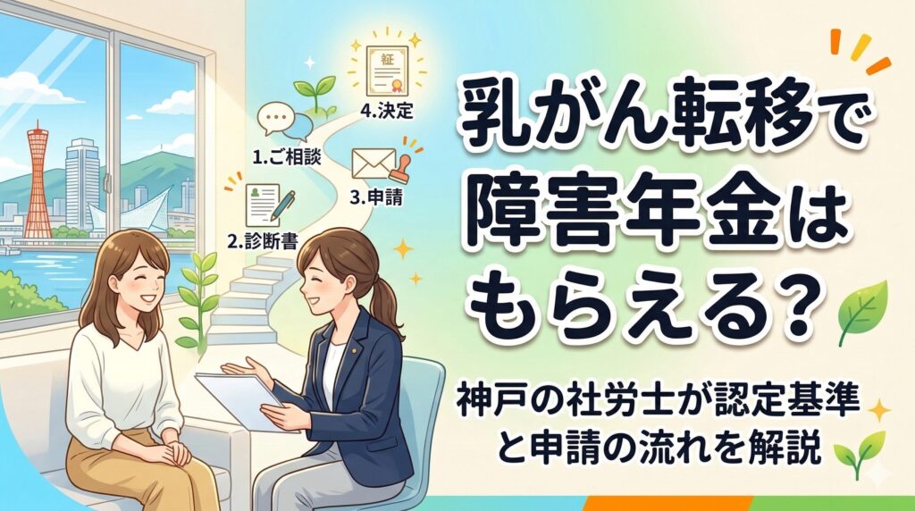 乳がん転移で障害年金はもらえる？神戸の社労士が認定基準と申請の流れを解説