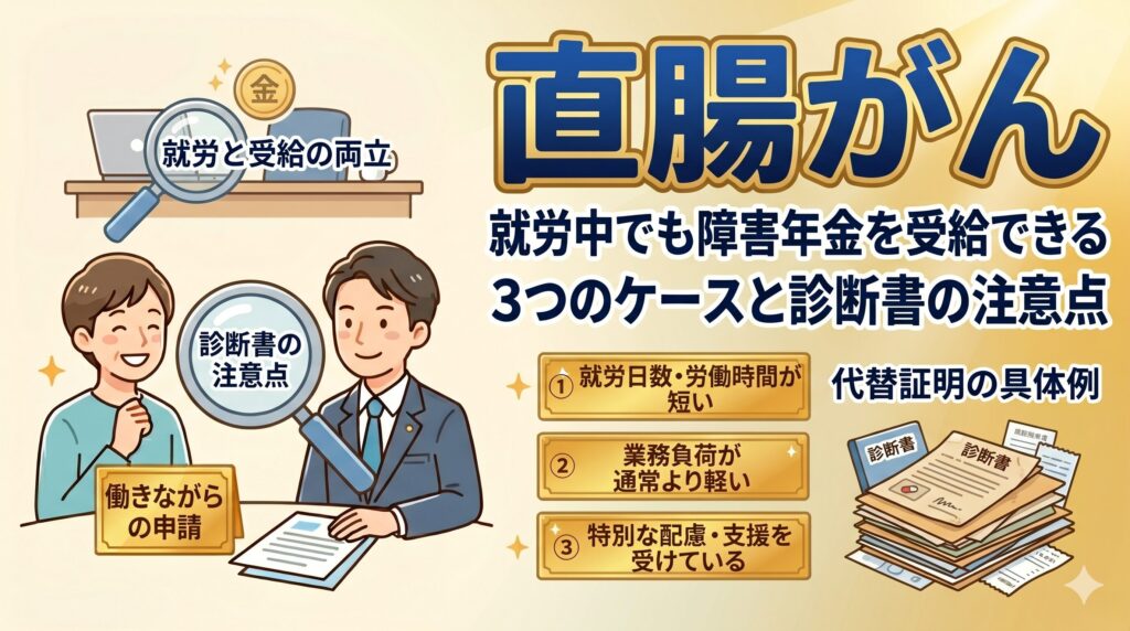直腸がん｜就労中でも障害年金を受給できる3つのケースと診断書の注意点