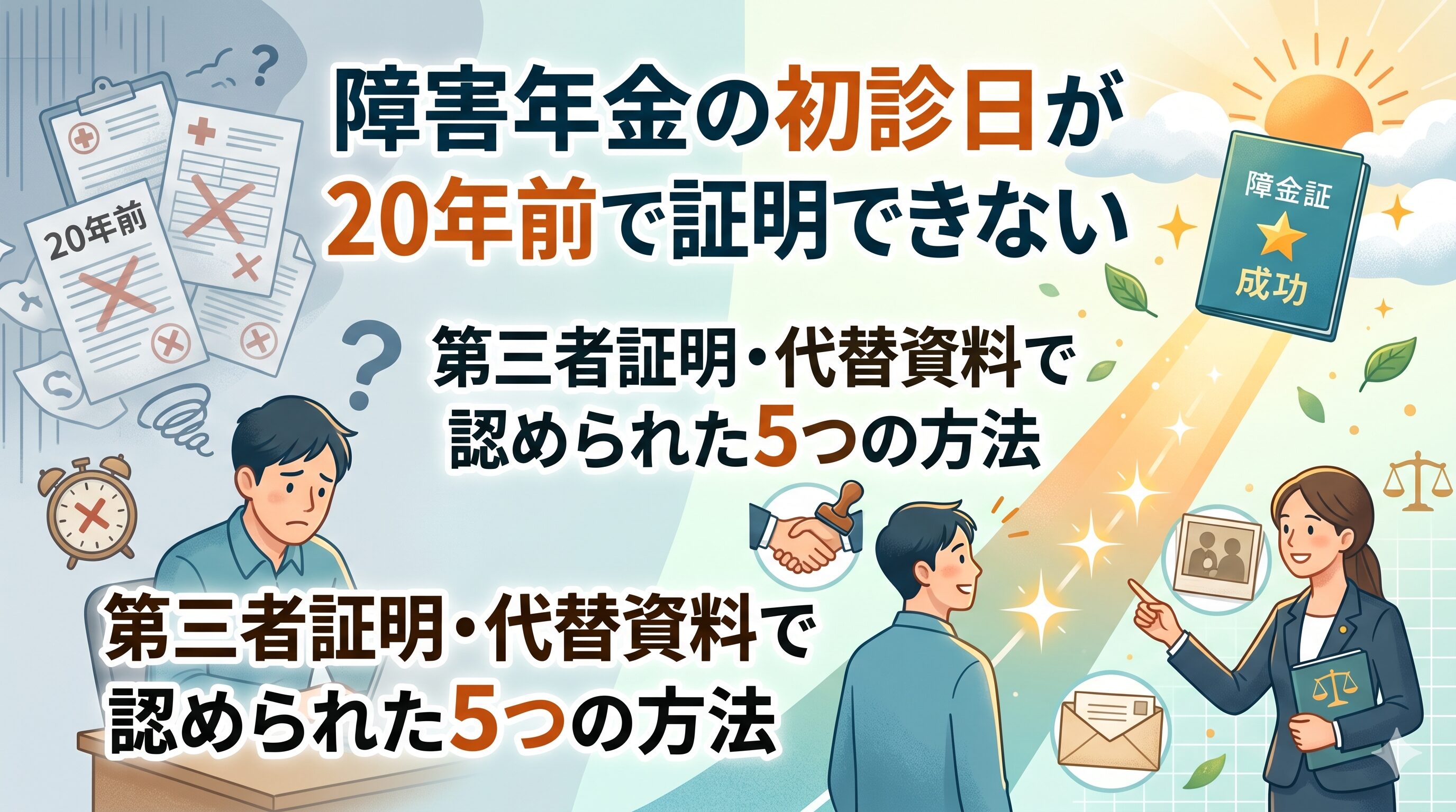 障害年金の初診日が20年前で証明できない｜第三者証明・代替資料で認められた5つの方法