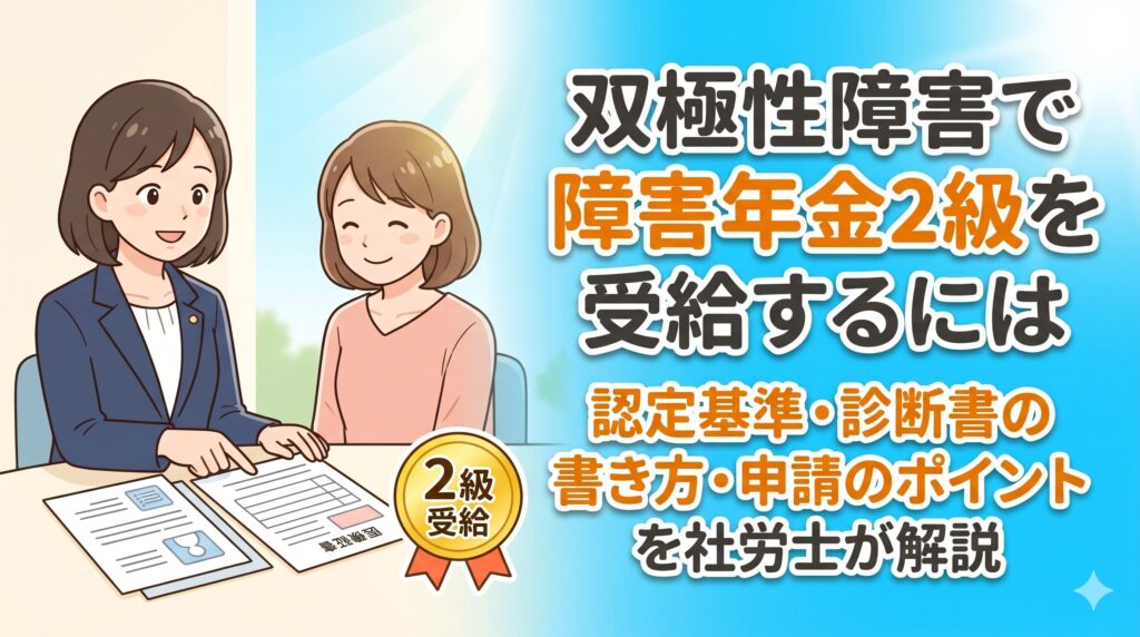 双極性障害で障害年金2級を受給するには｜認定基準・診断書の書き方・申請のポイントを社労士が解説