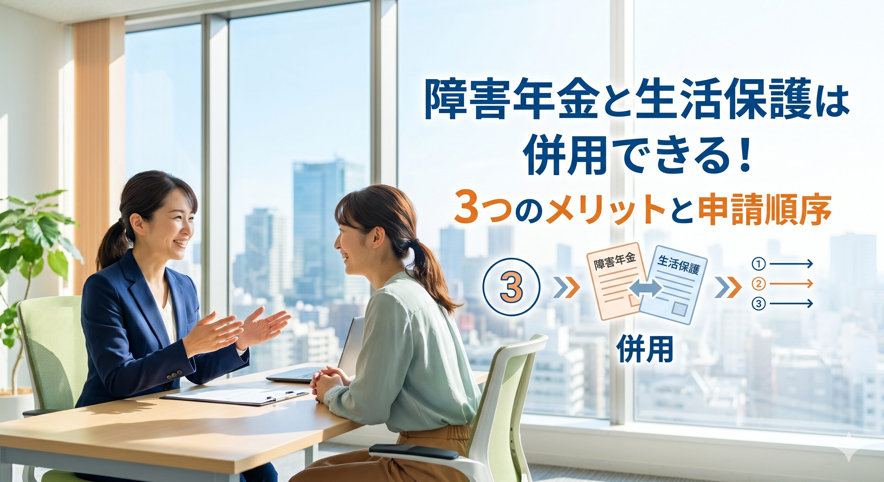 障害年金と生活保護は併用できる！3つのメリットと申請順序【神戸】