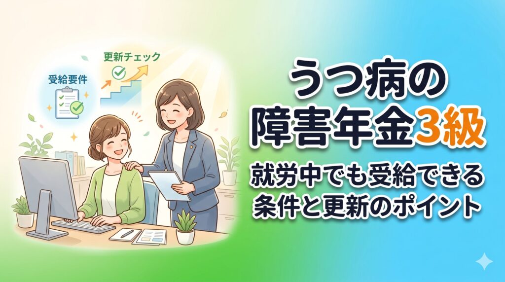うつ病の障害年金3級｜就労中でも受給できる条件と更新のポイント