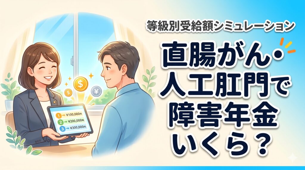直腸がん・人工肛門で障害年金いくら？等級別受給額シミュレーション