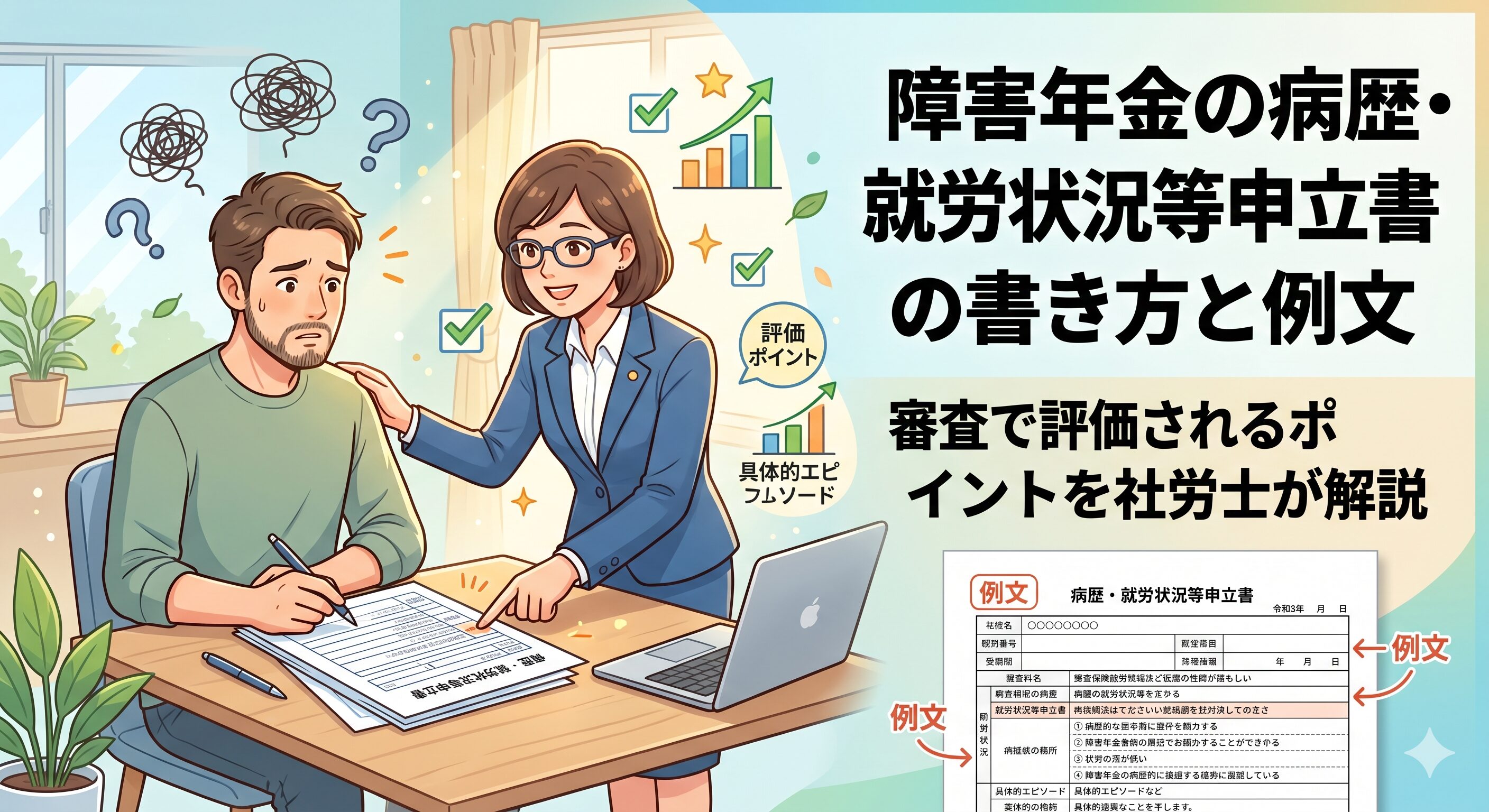 障害年金の病歴・就労状況等申立書の書き方と例文｜審査で評価されるポイントを社労士が解説【神戸・兵庫